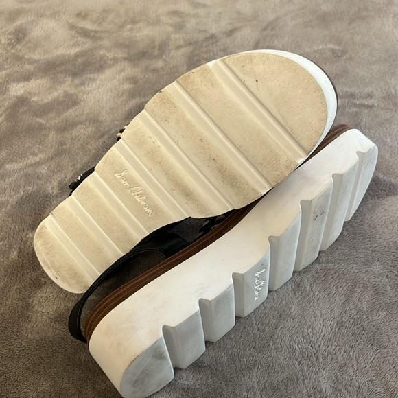 Sam Edelman Wedge platform Black & White sandals Size 10.5 - Picture 6 of 10
